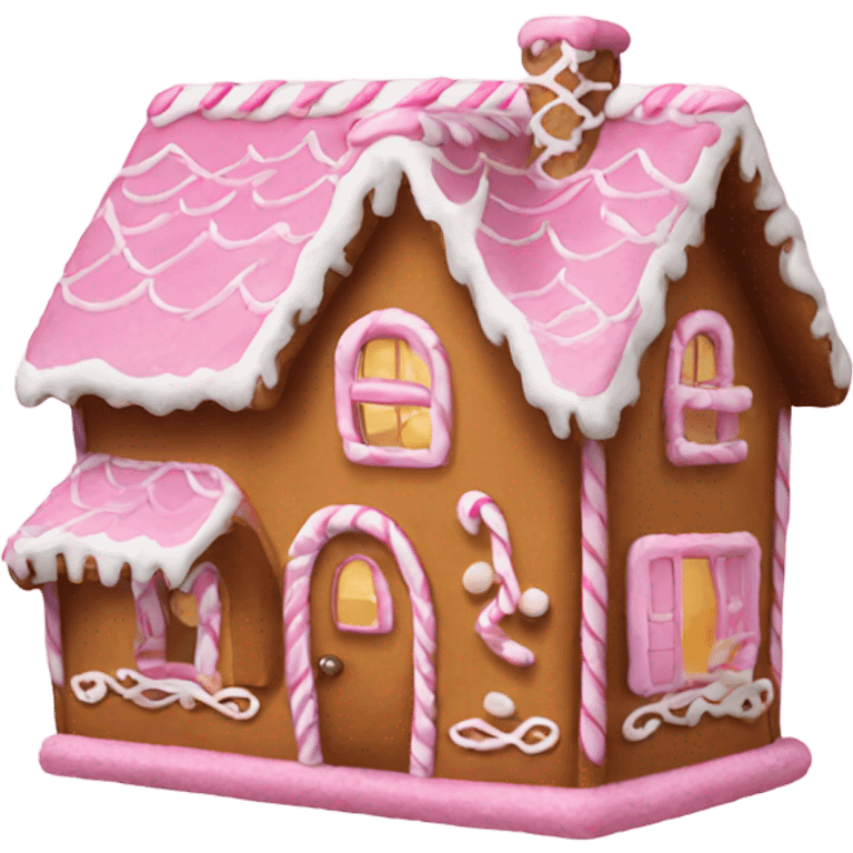 A pink gingerbread house  emoji