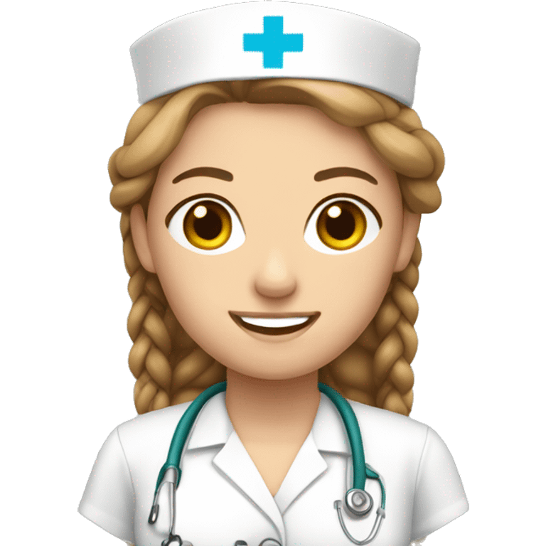 caucasian nurse with brown braid  emoji