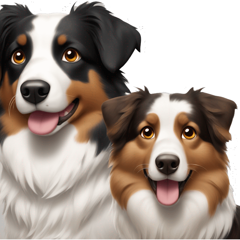 australian shepherd black and white and one brown and white  emoji