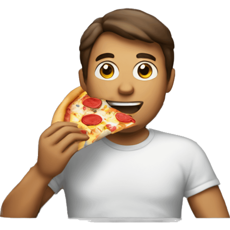 Man eating pizza in car emoji