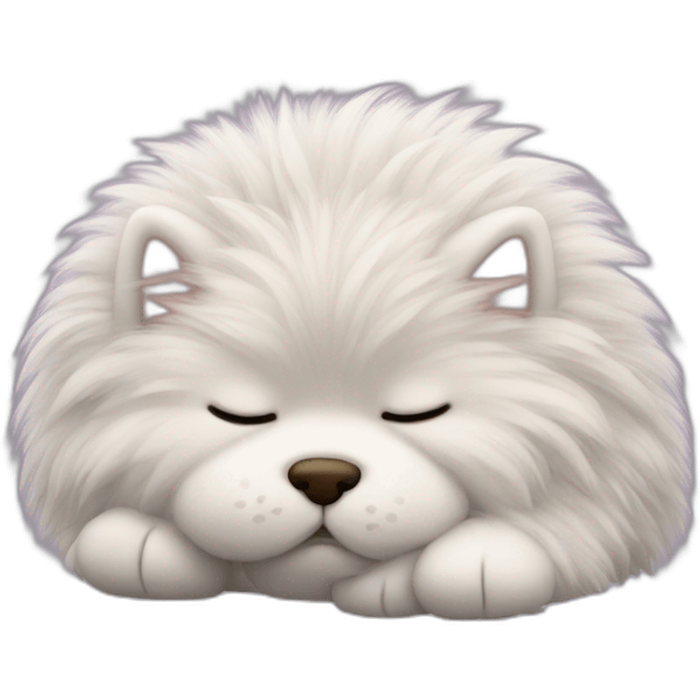 Sleeping face of a fluffy stuffed emoji