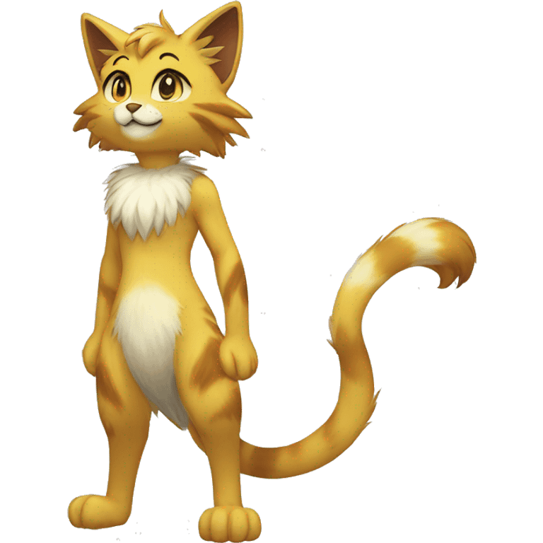 Anthro Fur-Sona shiny feline-Fakémon Full Body emoji