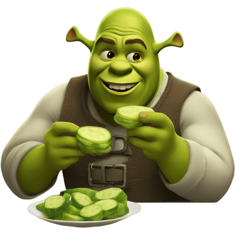 Shrek eating pickles emoji