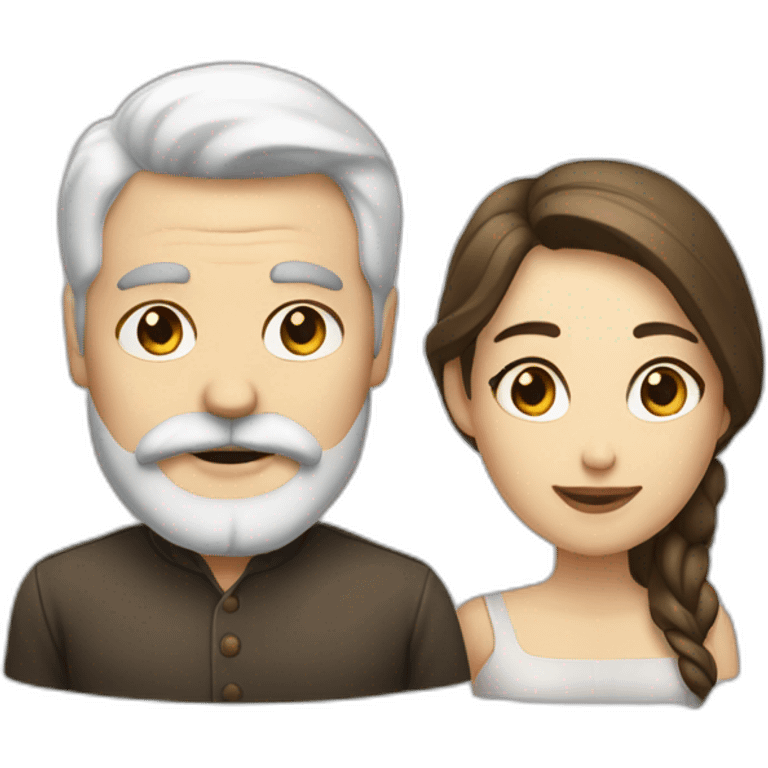 A man with a light white mustache and beard, and next to him is a light brunette woman emoji