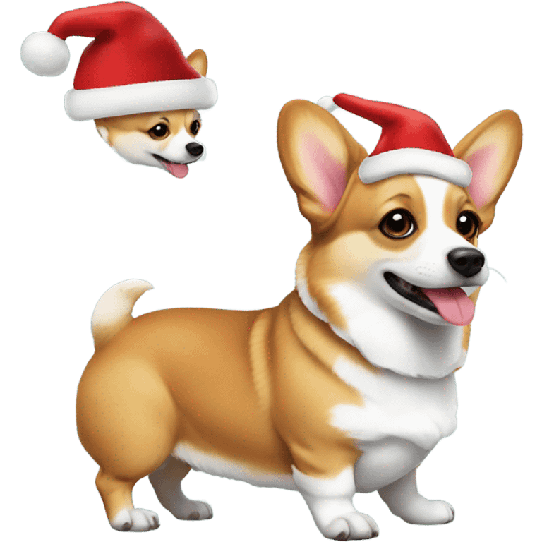 Corgi mixed with Chiwawa wearing a Christmas hat  emoji