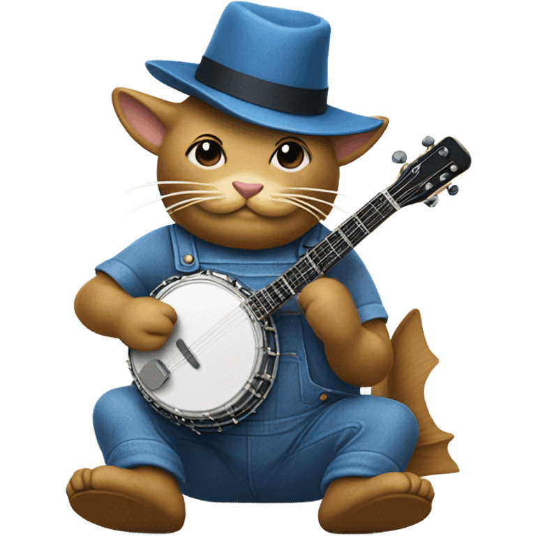 Catfish wearing overalls wearing a banjo emoji