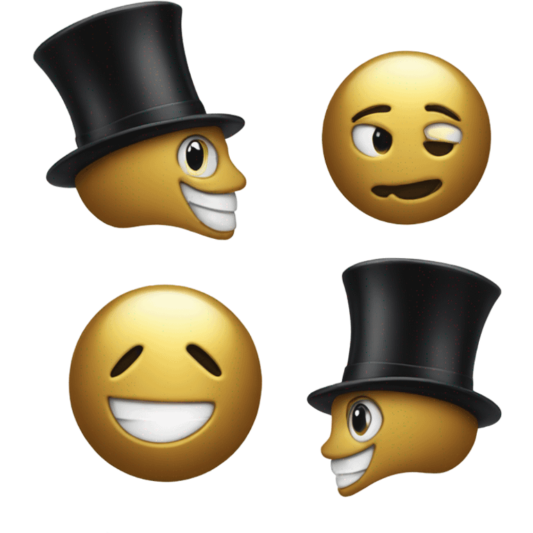 Golden Smiling Football with a top hat on emoji