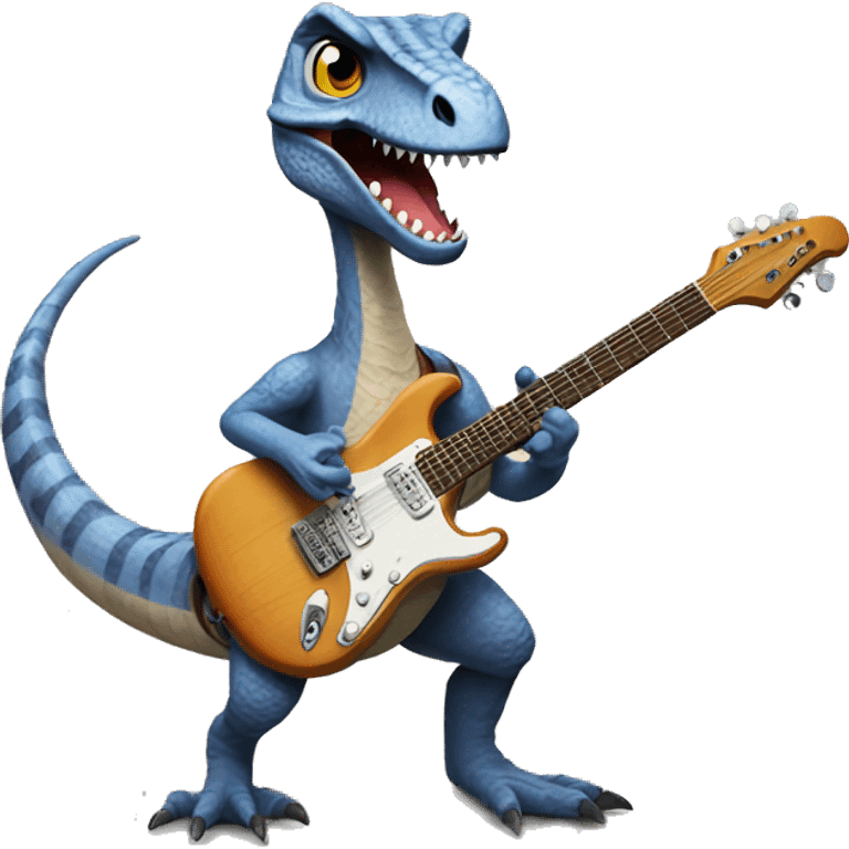 Velociraptor playing a guitar emoji