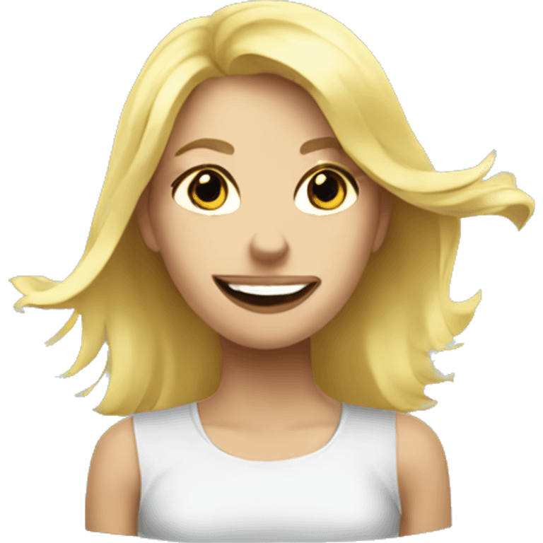 Blonde girl with money flying around emoji