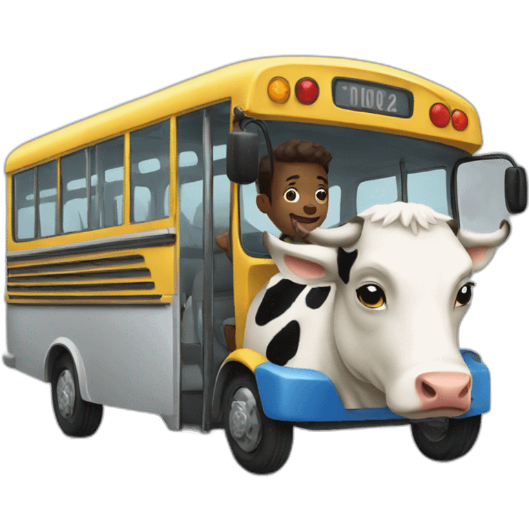 cow riding a bus emoji