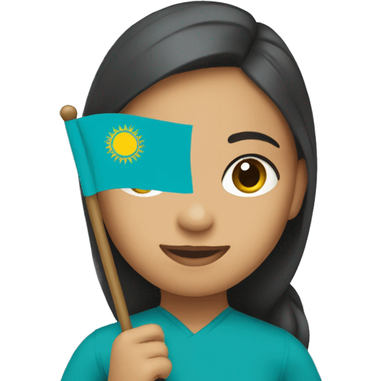 Girl holding Kazakh flag  emoji