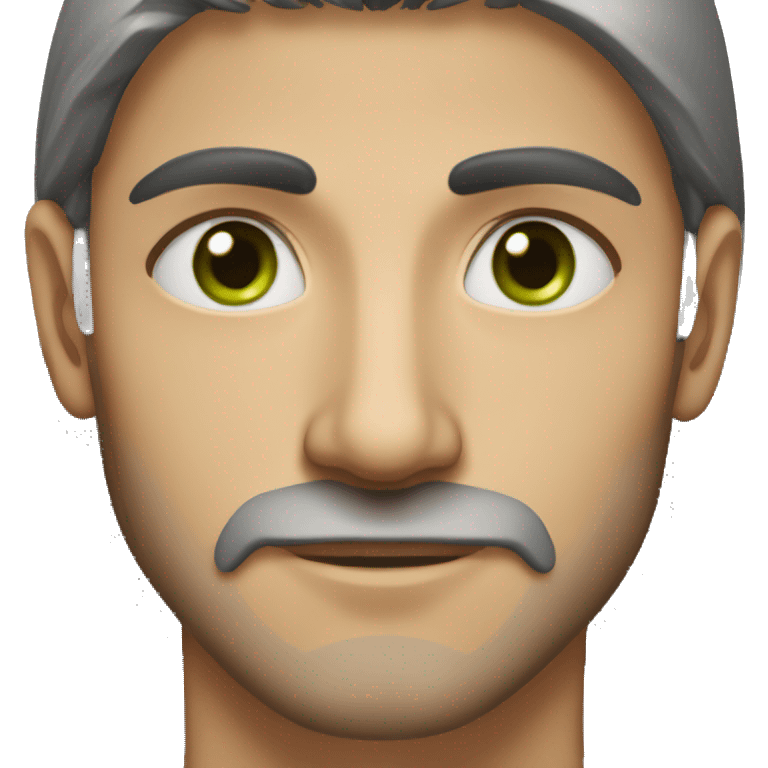 High details of man with iranian features a jewish nose green eyes and olive skin thin body and long black straight hair emoji