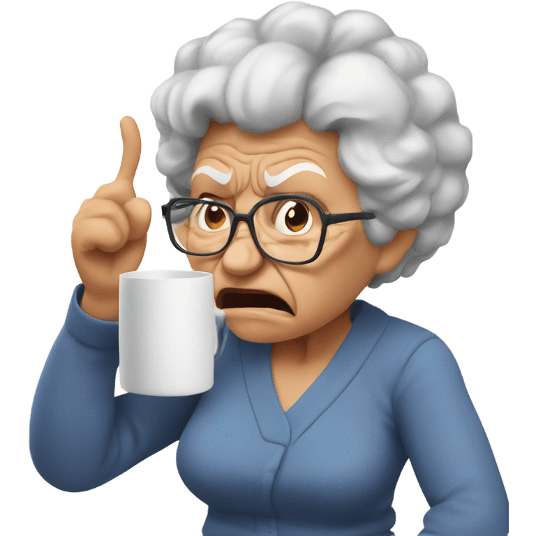 angry grandma can't hear cup her hand to her ear emoji