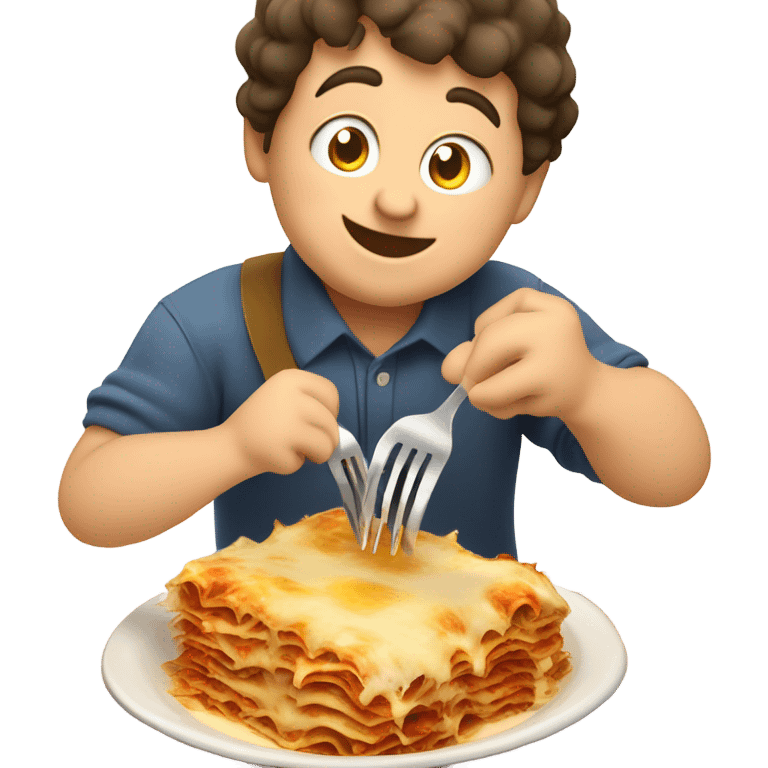 Fat boy eating lasagna  emoji