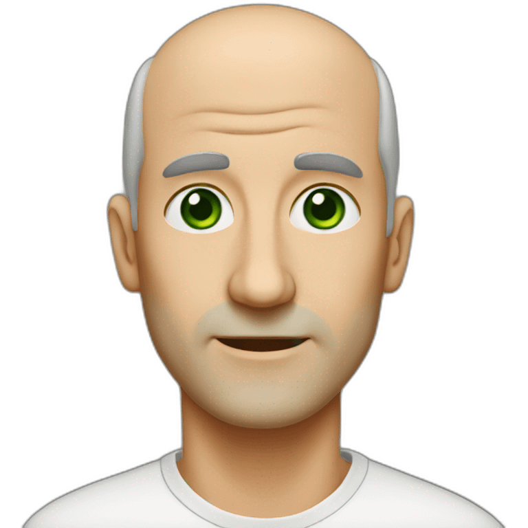 55-year-old man, a long nose, green eyes, balding emoji