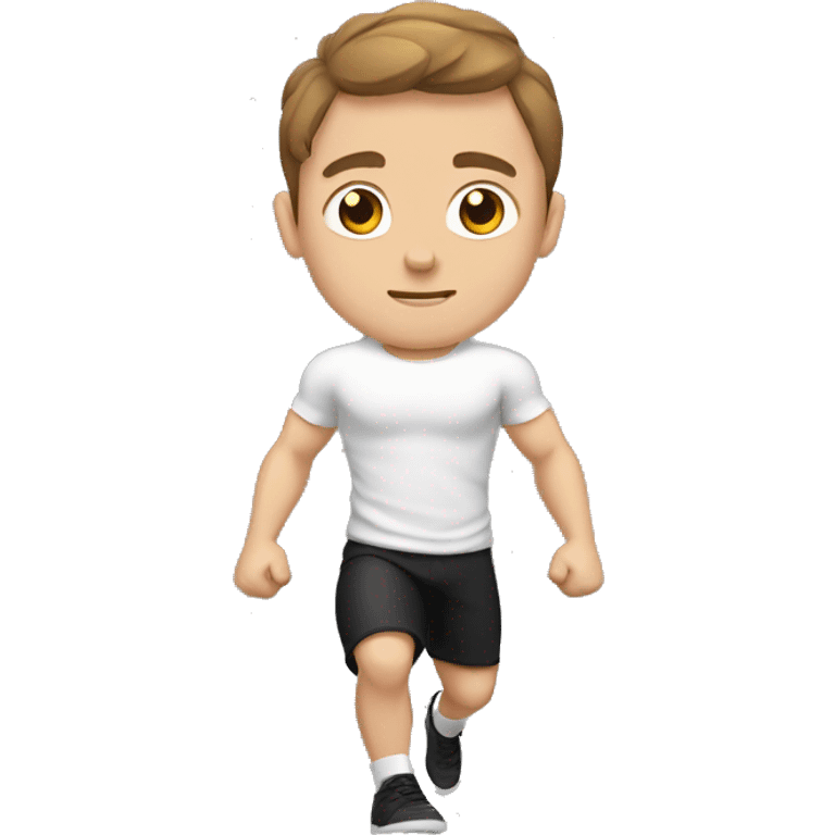 white boy, brown hair, black t shirt doing muscle ups emoji