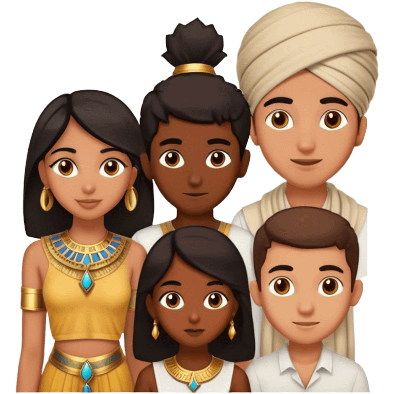 5 best friends, 1 Egyptian man, 1 indian girl 1 persian girl 1 moroccan boy 1 black boy emoji