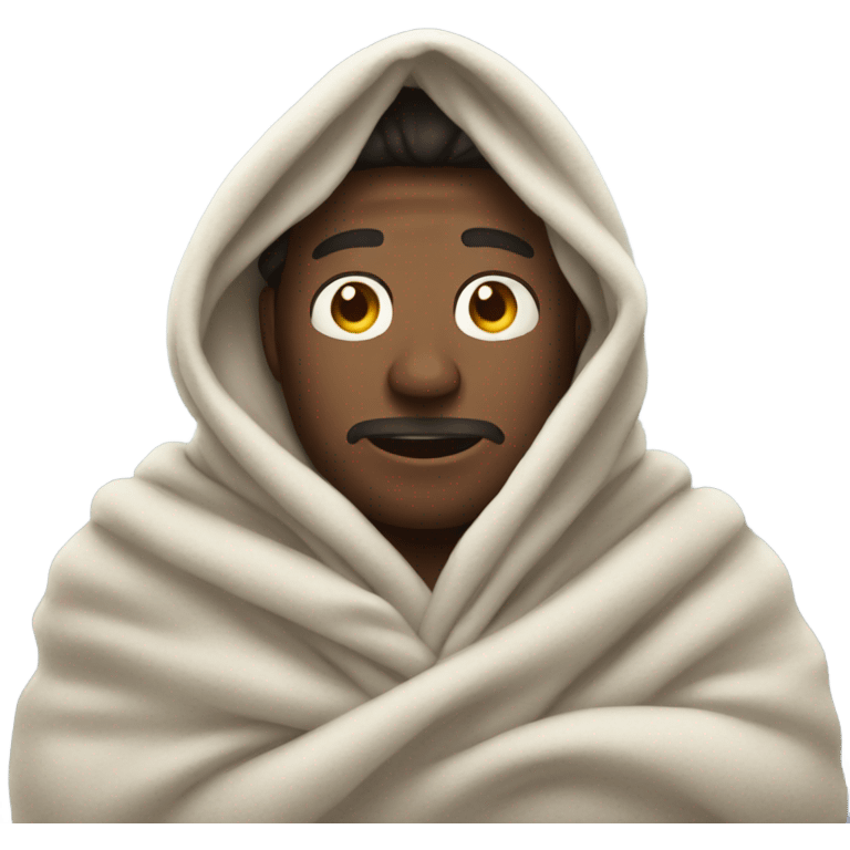 Man wearing blanket emoji