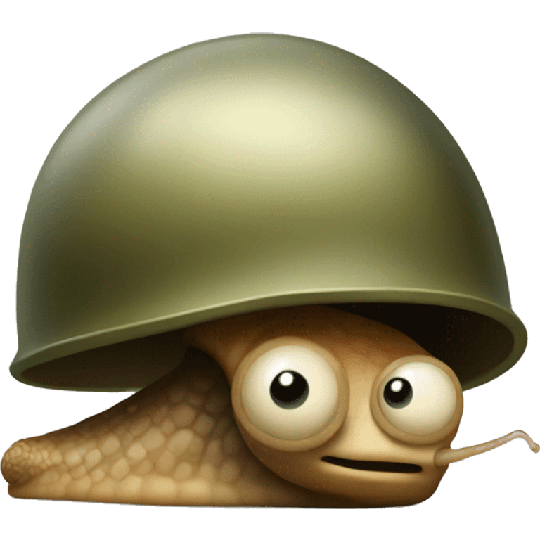 A snail with a soldier's helmet emoji