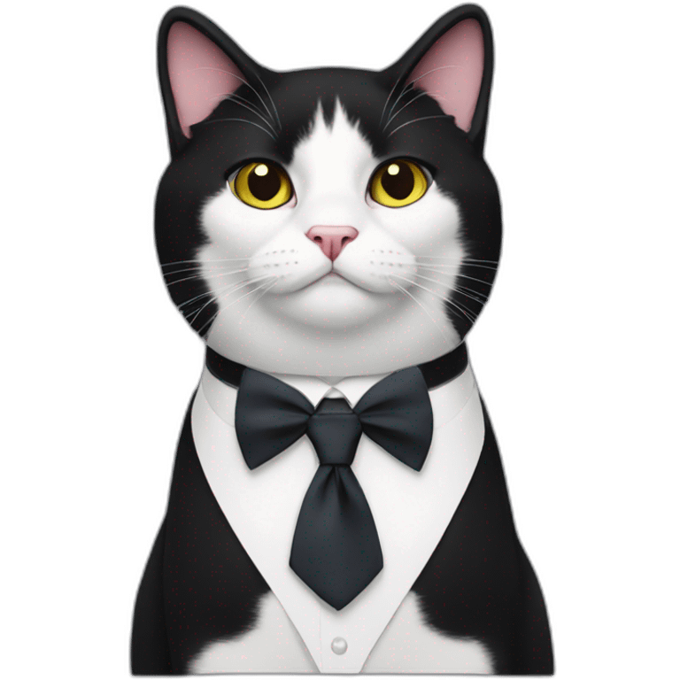 Tuxedo cat in tie, lot of black fur emoji