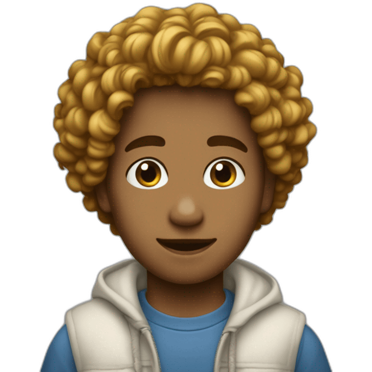 Garçon coupe cheveux bouclés emoji