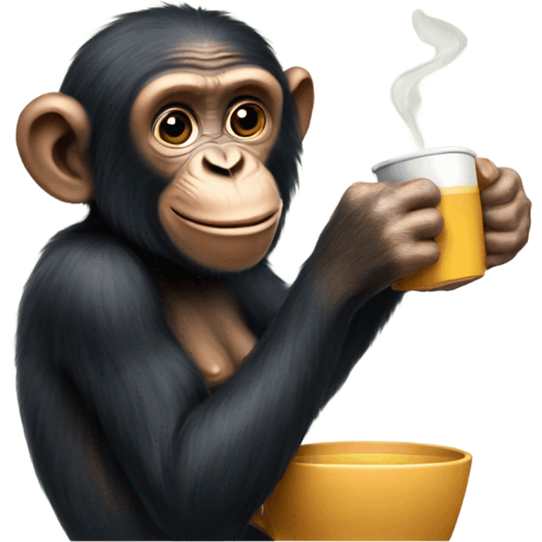 Female chimp drinking tea emoji