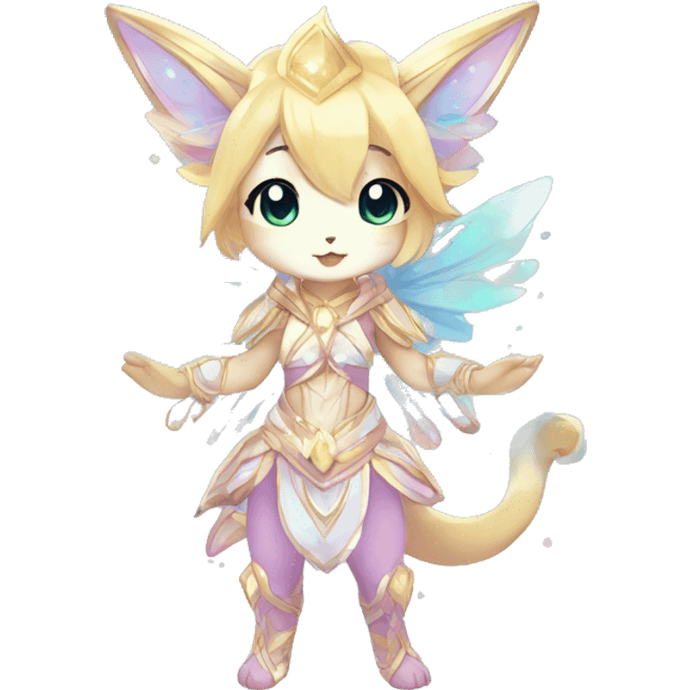 Cute Kawaii Chibi Anthro Sona Colorful Ethereal Pretty see Godly Celestial Shiny Fakemon Full Body emoji