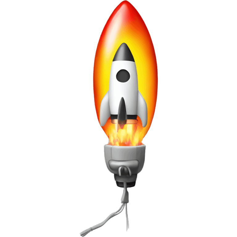 rocket with electric plug from the bottom with wire instead of fire emoji