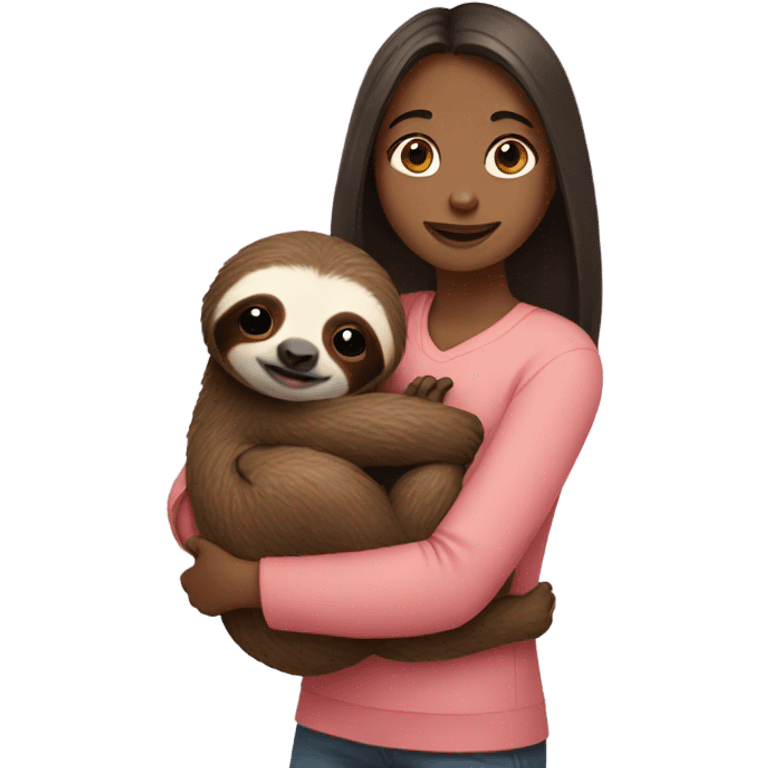 Girl holding sloth emoji