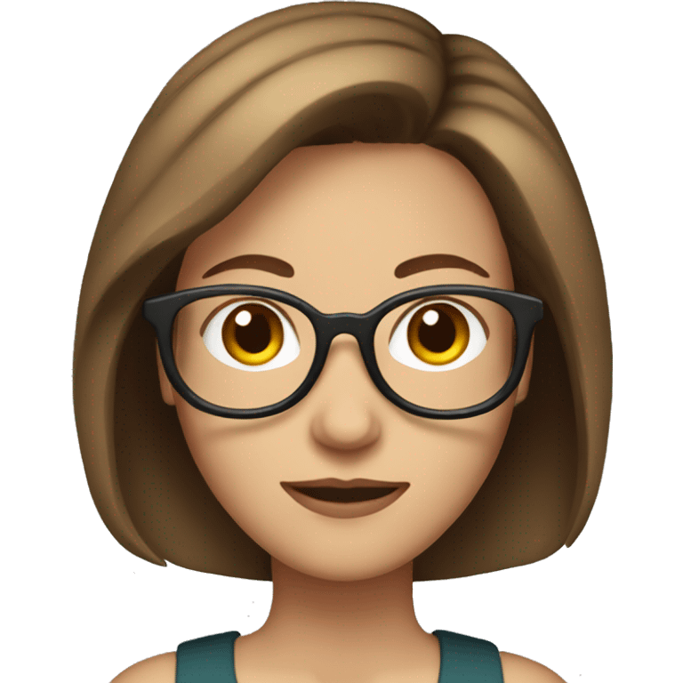 White woman with short brown hair and glasses emoji