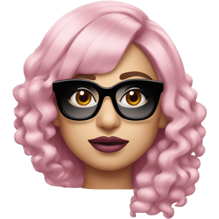 lady gaga pink hair pink lipstick wearing black glasses  emoji