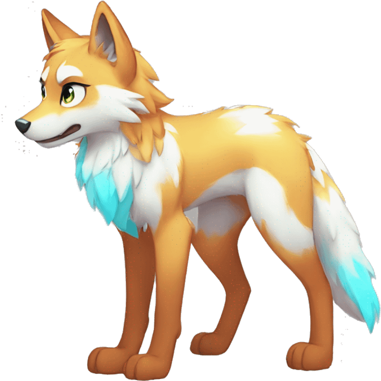 Anthro Colorful Shiny Falvie-Popparotzi-Sparkle-Wolf-sona full body emoji