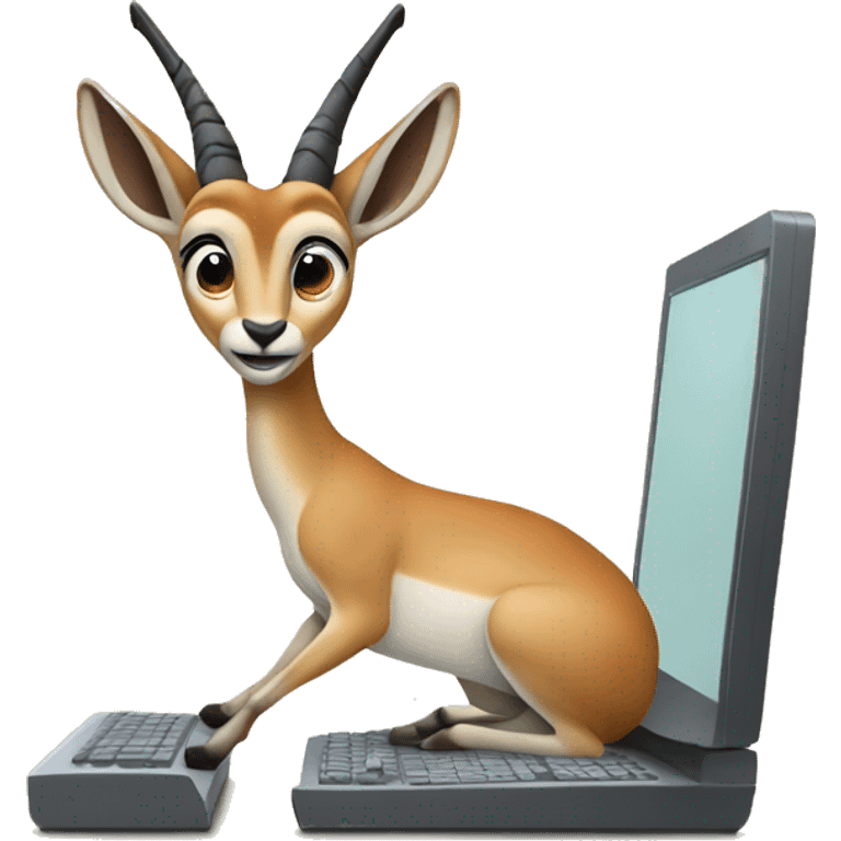 gazelle using a computer emoji