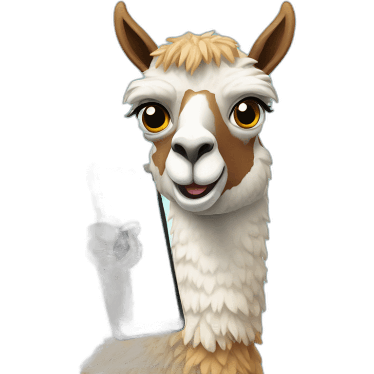 llama with mobile phone emoji