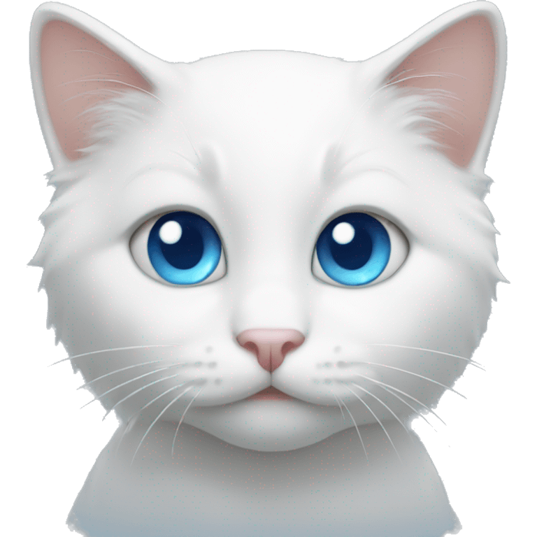 White kitty with blue eyes  emoji