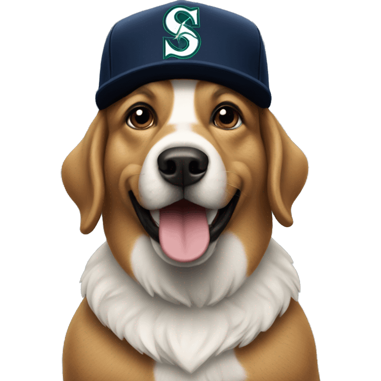 Dog with Seattle Mariner hat emoji