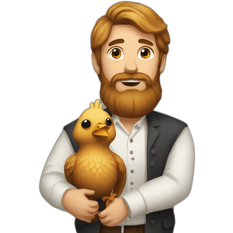 beardy man withchicken emoji