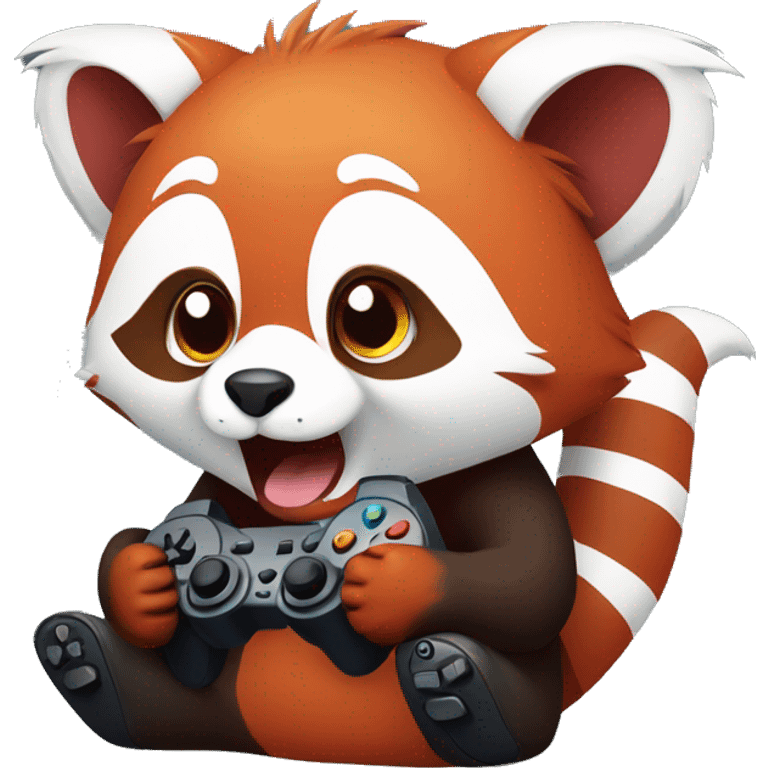 red panda playing video game emoji