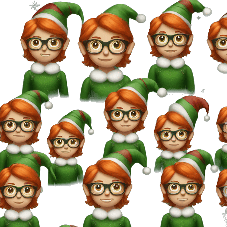 Redhead Christmas elf with glasses emoji