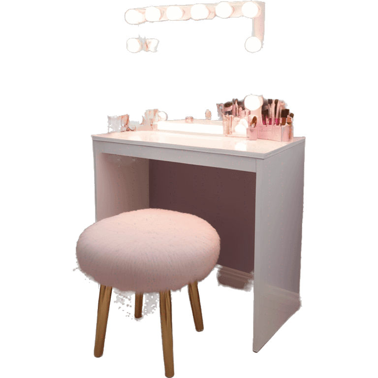 Vanity table with square led light mirror emoji