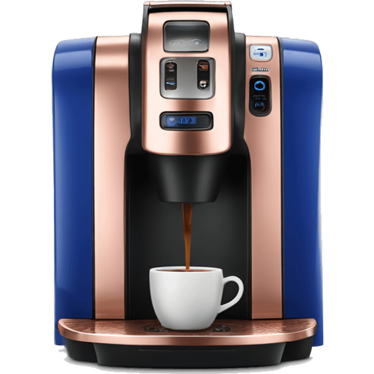 Realistic cobalt blue and rose gold keurig coffee machine. emoji