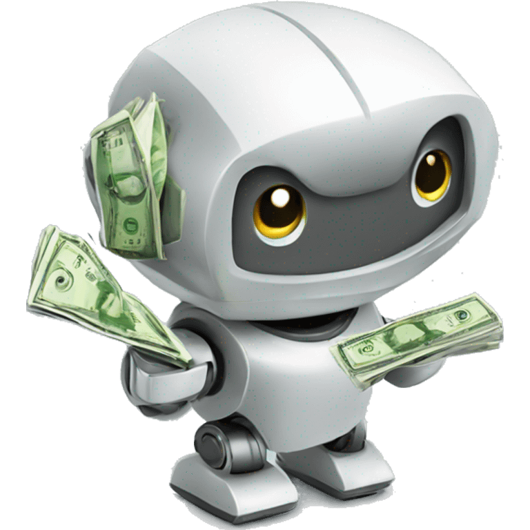 cute finance robot with money emoji