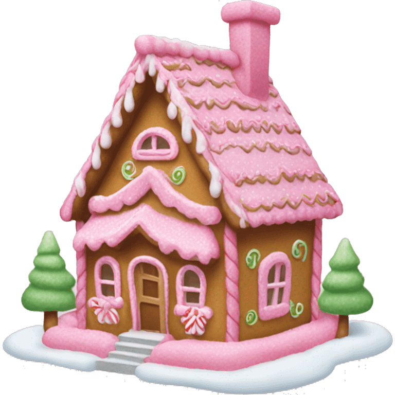 A pink gingerbread house emoji