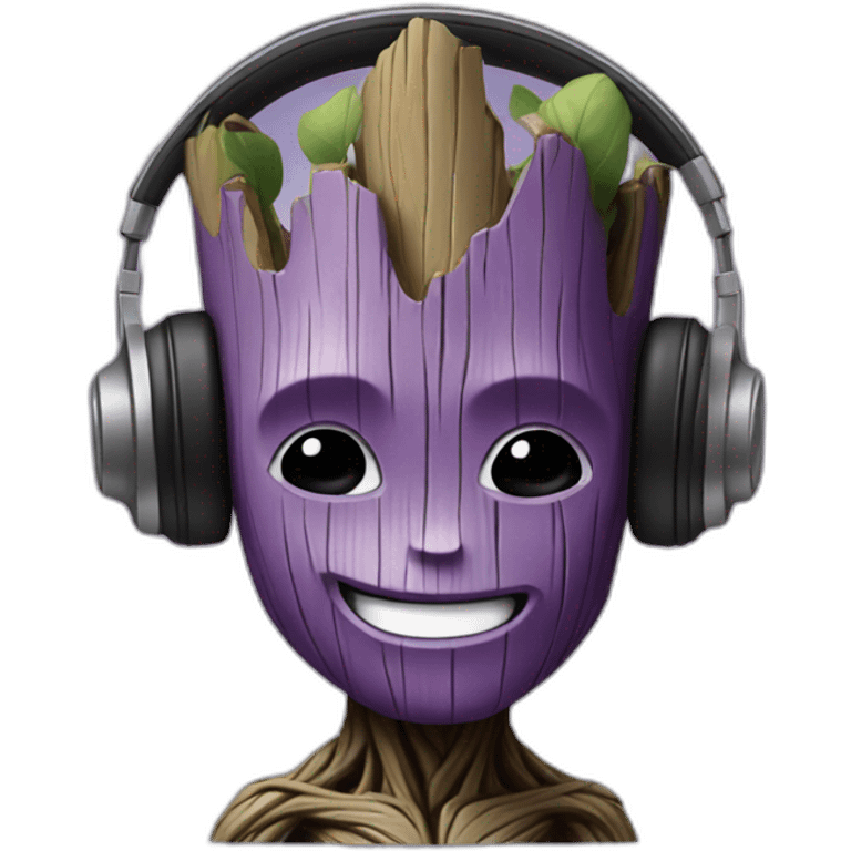 purple groot listening to music emoji