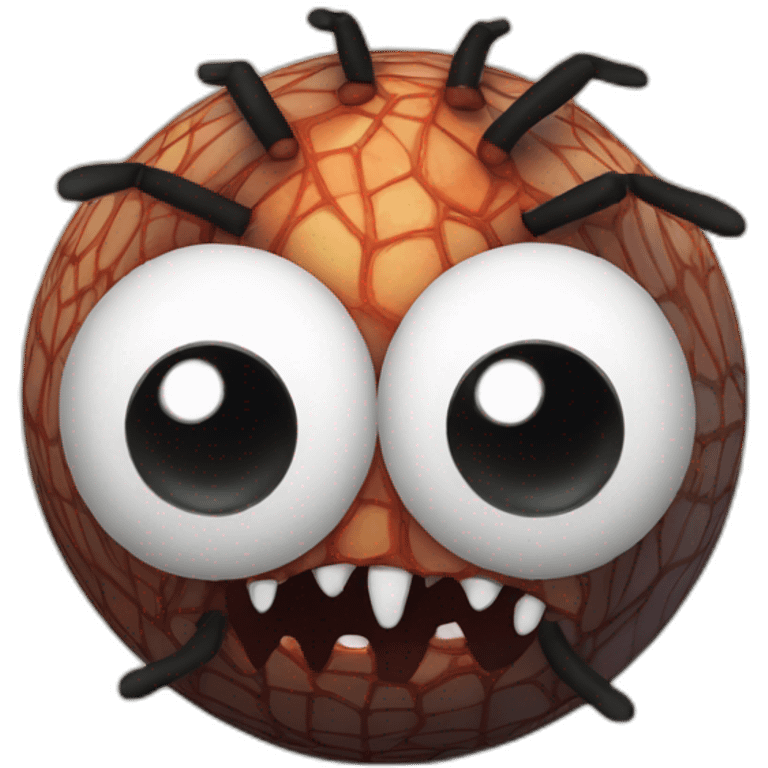 3d sphere with a cartoon Cave Spider skin texture with big stupid eyes emoji