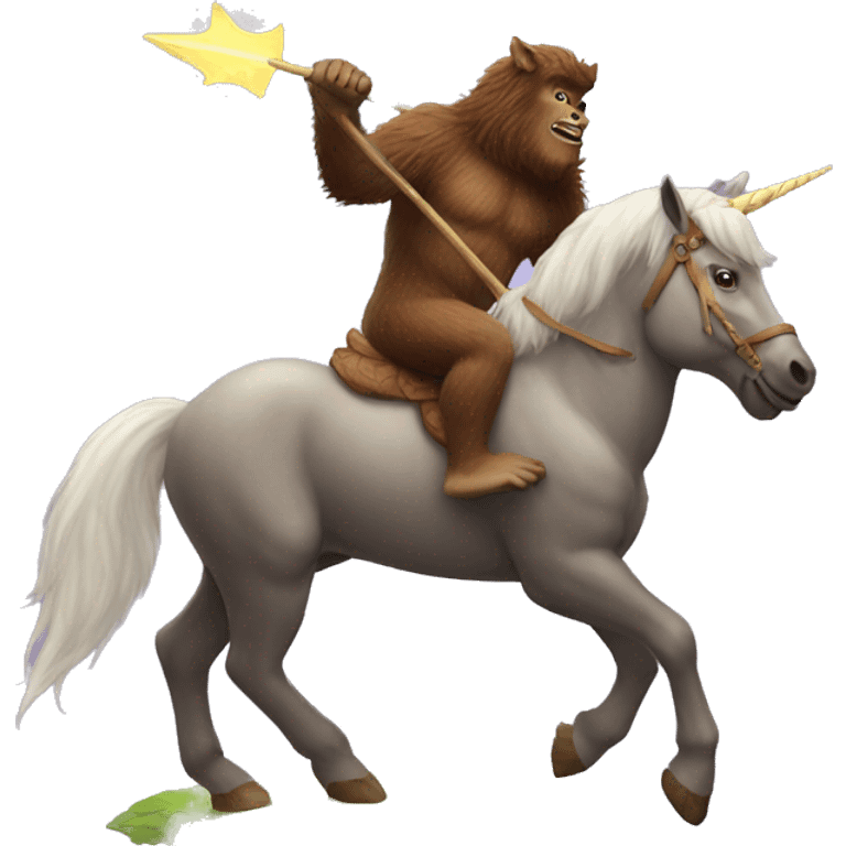 bigfoot riding a unicorn emoji