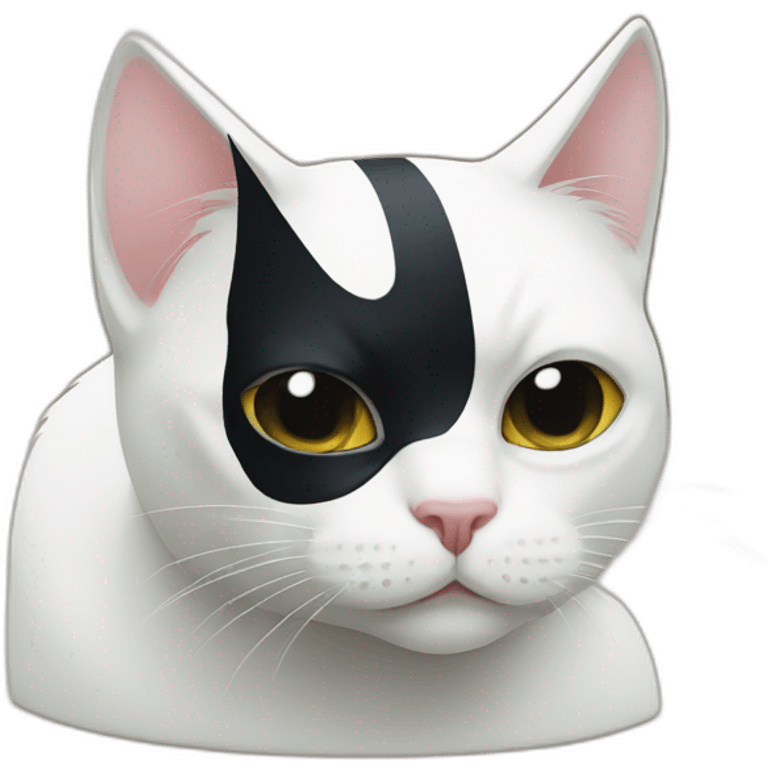 White cat with a black batman mask emoji