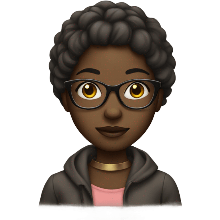 dark-skinned girl with glasses emoji