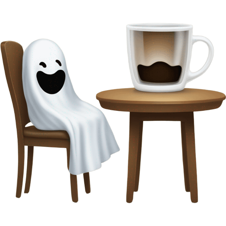 Un cafe con un fantasma emoji