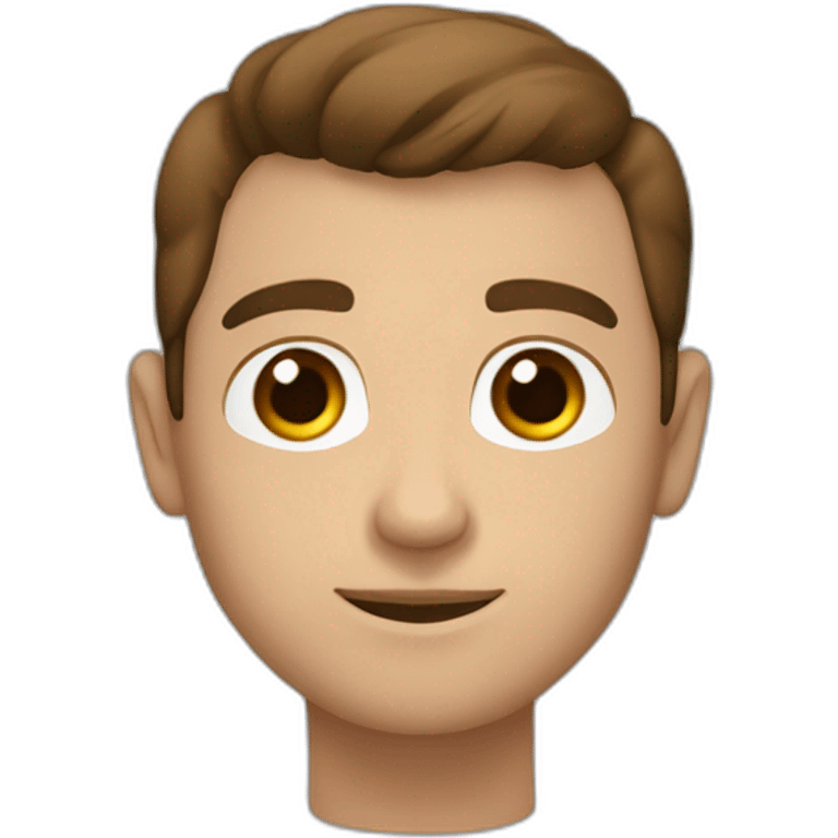 hombre joven de piel blanca, ojos marrones y tupé castaño emoji